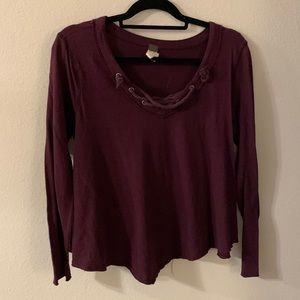Dark purple free people rope tie shirt